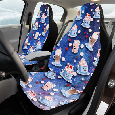 Light Gray Cute Kawaii Coffees In Space Anime Decor | Car Seat Covers