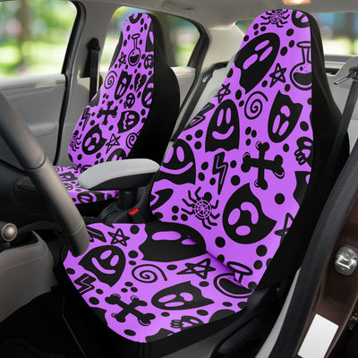 Orchid Cute Ghosts On Purple Pastel Goth | Car Seat Covers