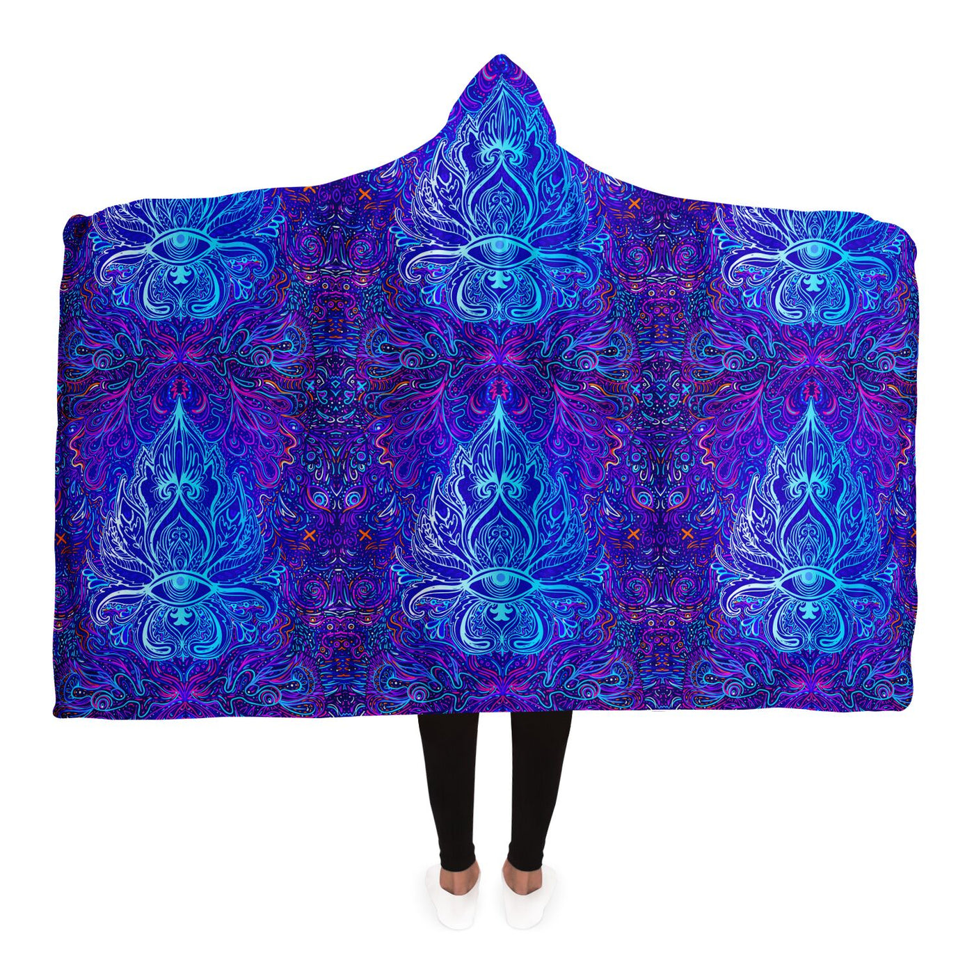Midnight Blue hippie 19 Hooded Blanket-Frontside-Design_Template copy