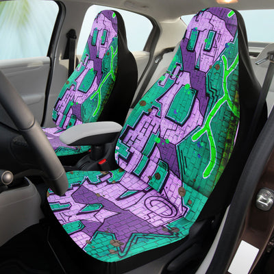 Thistle Graffiti Art Purple & Green On brick | Car Seat Covers