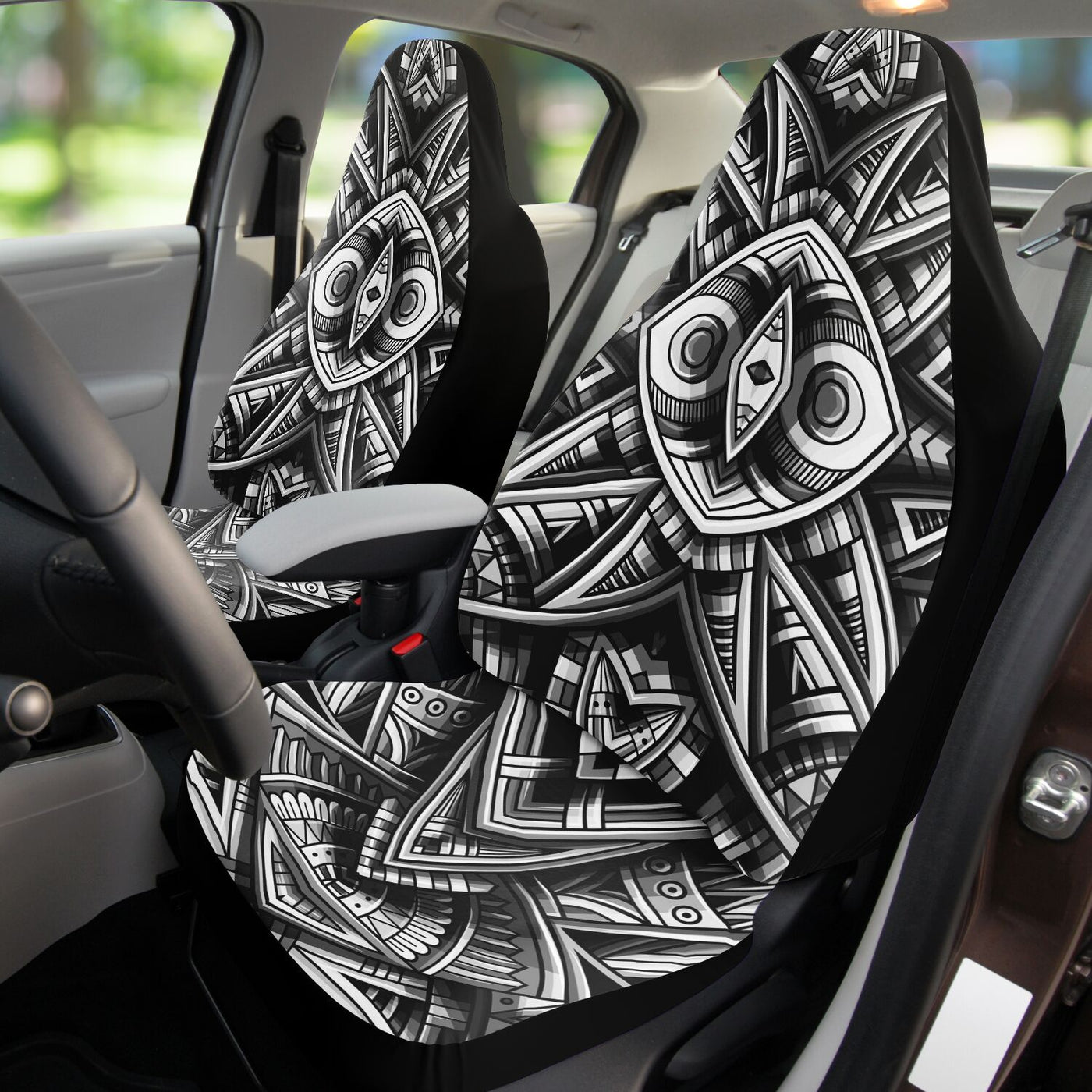 Black Tribal Line Art 6 BW | Car Seat Covers