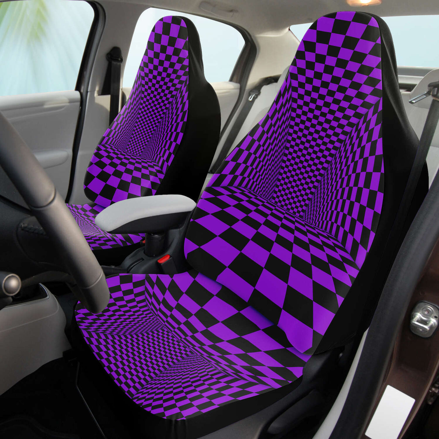 Black Pastel Goth Optical Illusion Trippy Art | Car Seat Covers