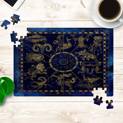 Beige Blue & Gold Zodiac Signs | Jigsaw Puzzle