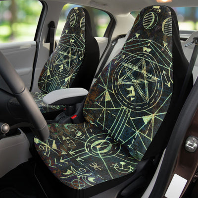 Dark Slate Gray Green Esoteric Symbols 1 | Car Seat Covers