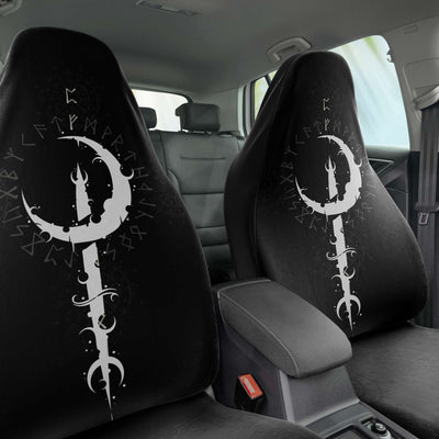 Black Moon Symbol Grunge Styled With Rune Circles | Car Seat Covers