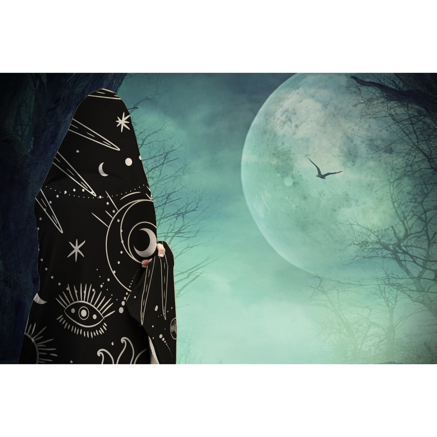 Dark Slate Gray Celestial Dress Rave Clothing | Hooded Blanket