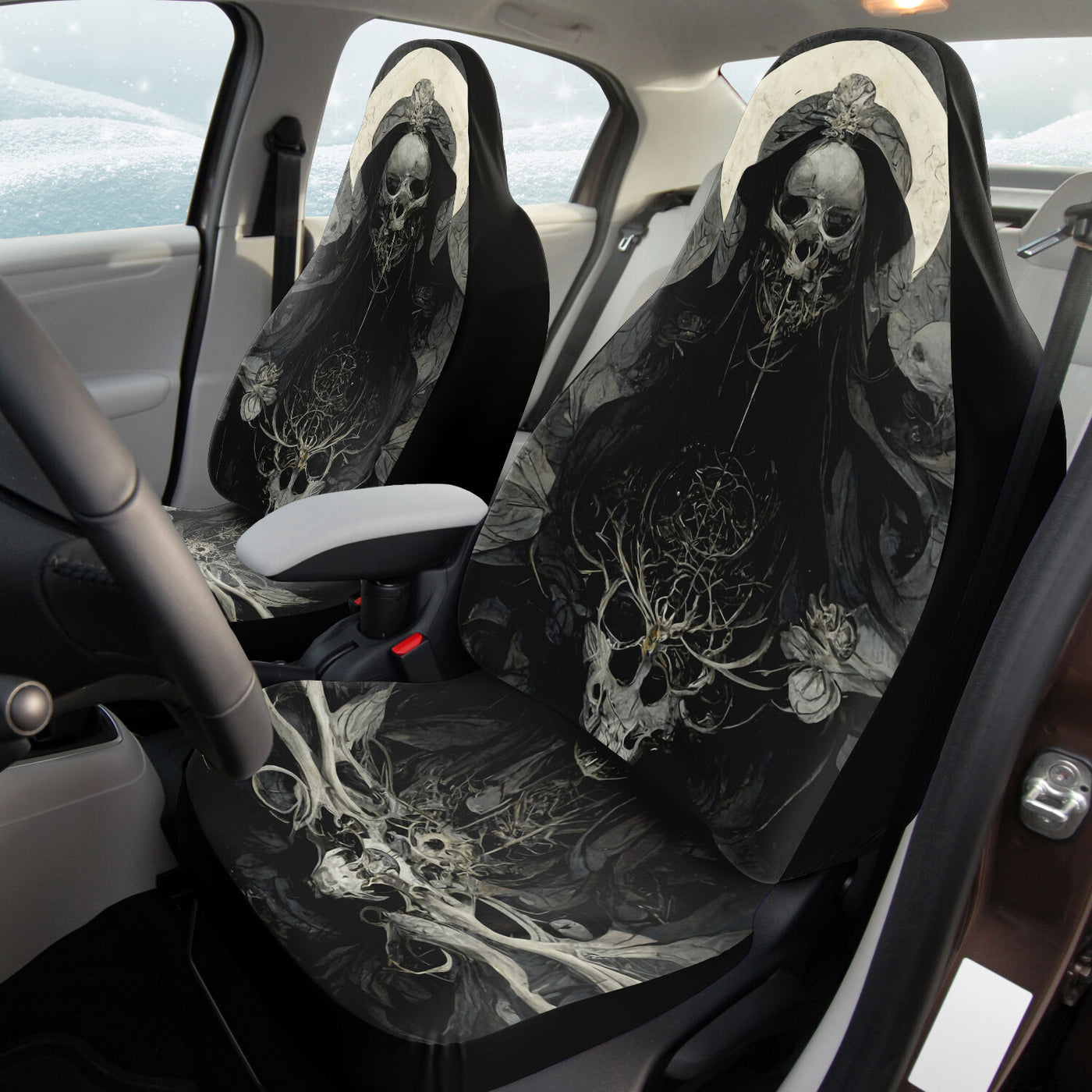 Black Skull Throne 2 Horror Art Goth | Car Seat Covers