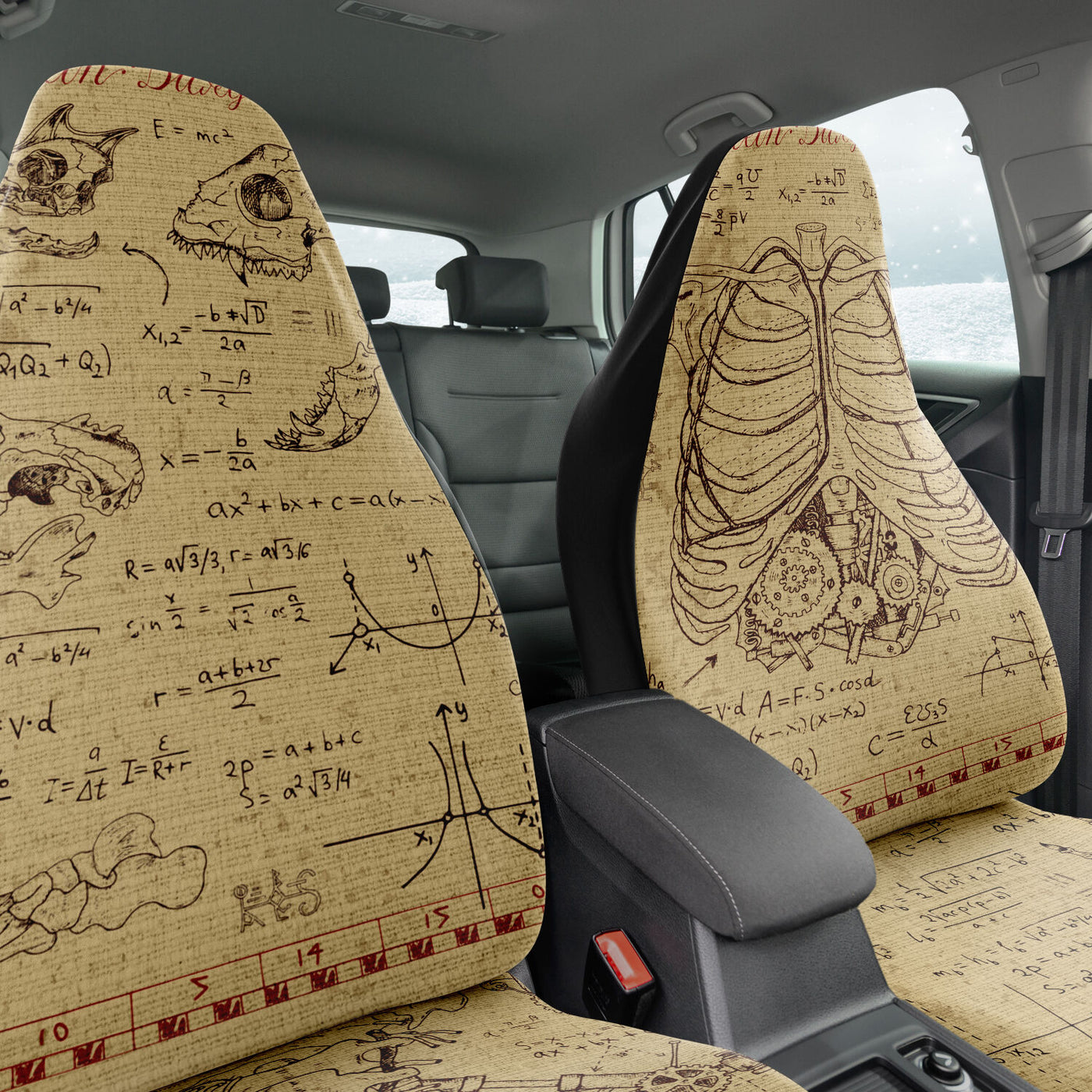 Dim Gray Steampunk Diary | Car Seat Covers