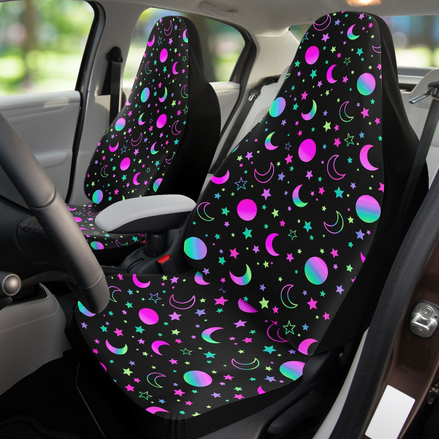 Black Tie Dye Moons & Celestial Bodies 2 | Car Seat Covers