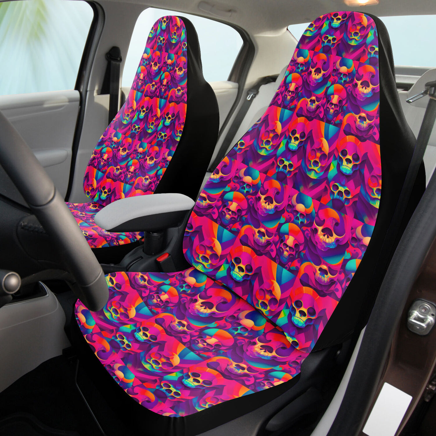 Dark Slate Gray Tie Dye Skulls 6 Skull Decor | Car Seat Covers