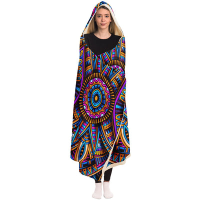 Dark Slate Gray Festival Clothes Tribal Lines 14 | Hooded Blanket