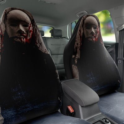 Dark Slate Gray Halloween Masked Bloody Horror Art | Car Seat Covers
