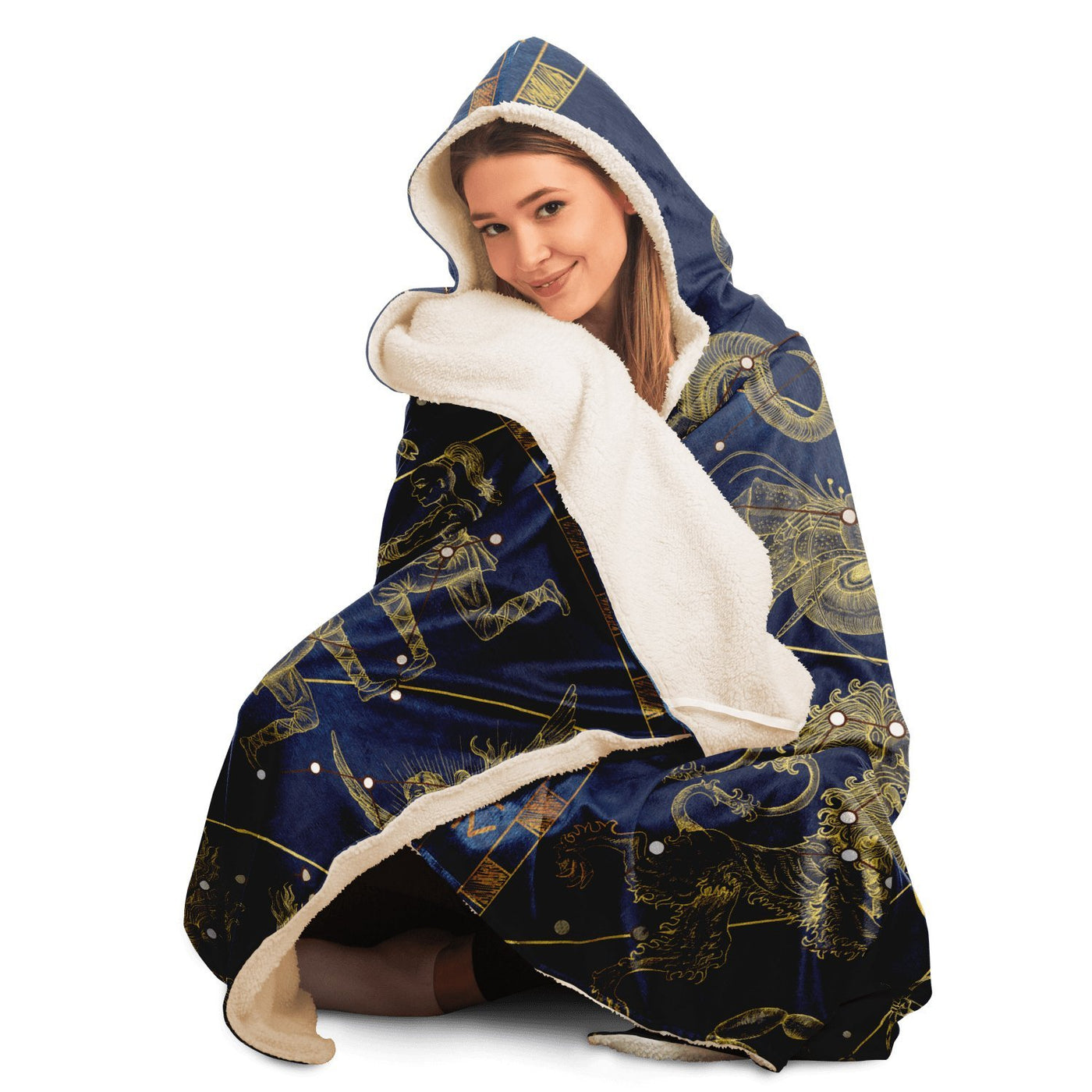 Light Gray Zodiac Art Boho Blanket Make This The Perfect Zodiac Gift This Year | Hooded Blanket