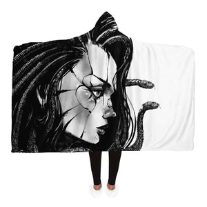 White Smoke Black & White Medusa Rave Outfit | Hooded Blanket