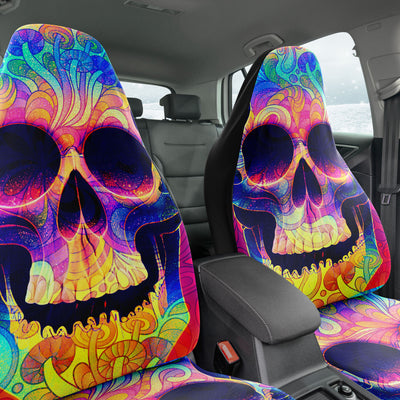 Dark Slate Gray Tie Dye Skulls 11 Skull Decor | Car Seat Covers