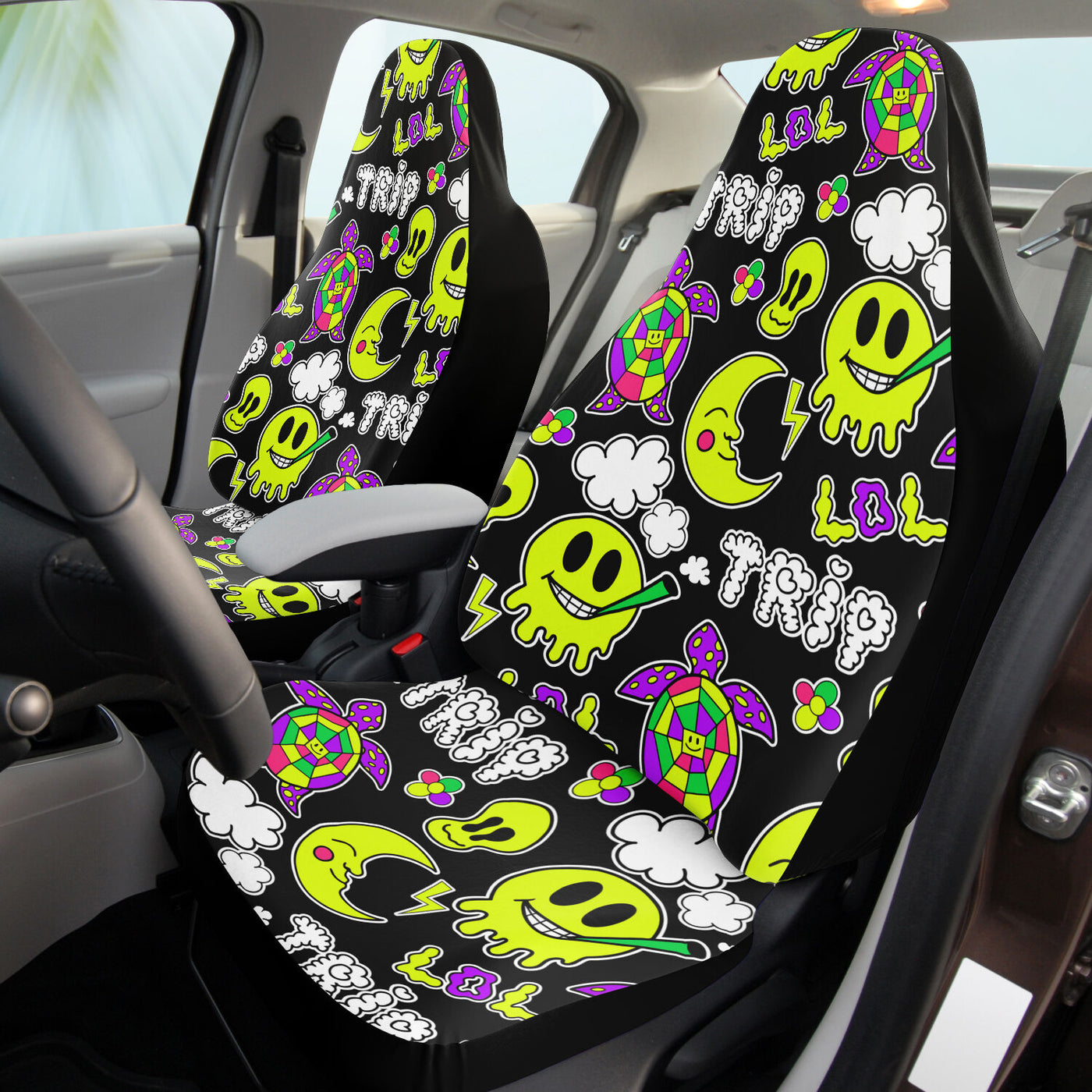 Gray Have A Nice Trip Smiley Faces | Car Seat Covers