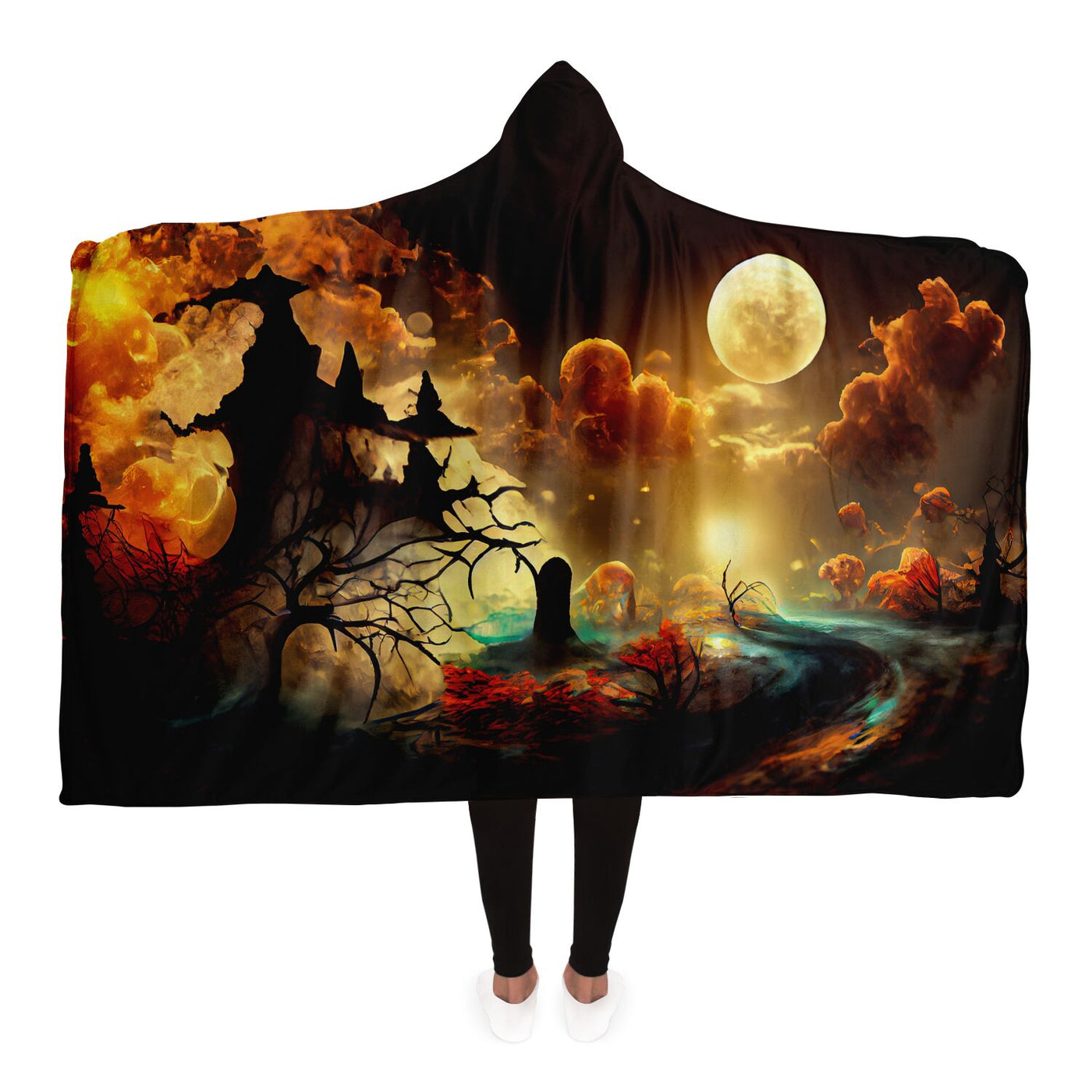 Dark Khaki ai forest 2 Hooded Blanket-Frontside-Design_Template copy