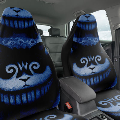 Dark Slate Gray Blue Cat Smiling Witchy Decor | Car Seat Covers