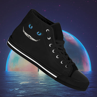Dark Slate Gray Alice Smiling Cat | Women's Classic High Top Canvas Shoes