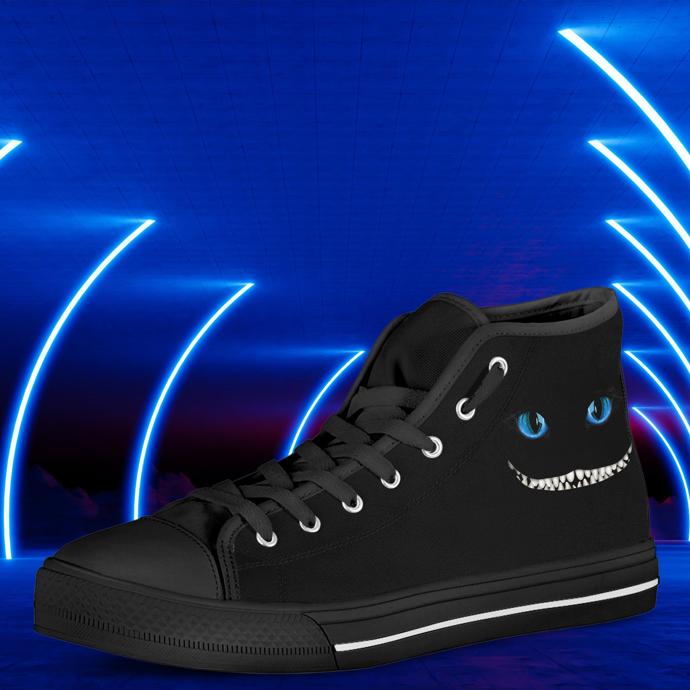 Dark Blue Alice Smiling Cat | Women's Classic High Top Canvas Shoes