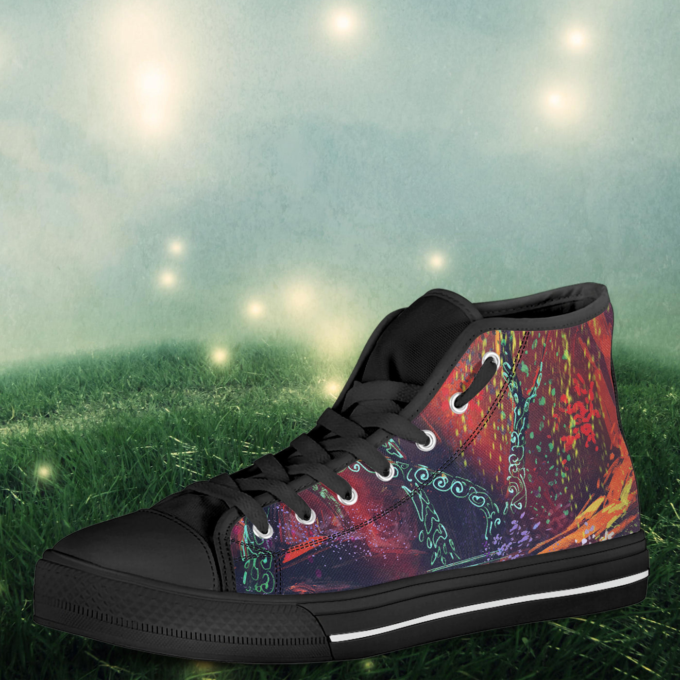 Gray Red Fantasy Forest | Women's Classic High Top Canvas Shoes
