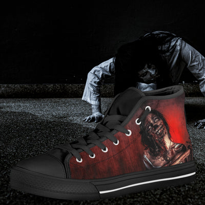 Black Horrorcore Menacing Zombie With An Ax Black | Women's Classic High Top Canvas Shoes