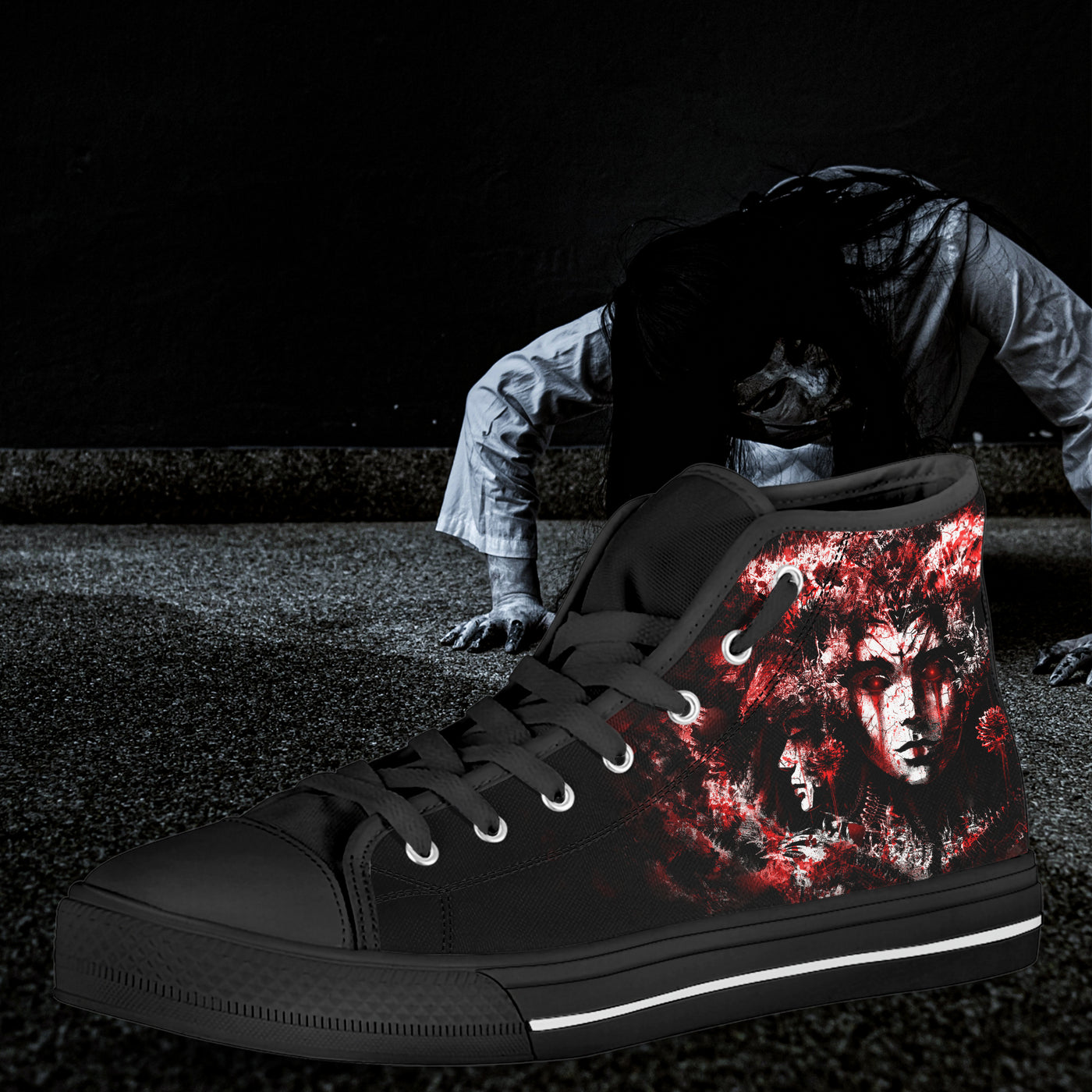 Black Red Greek Goddess Hecate | Women's Classic High Top Canvas Shoes