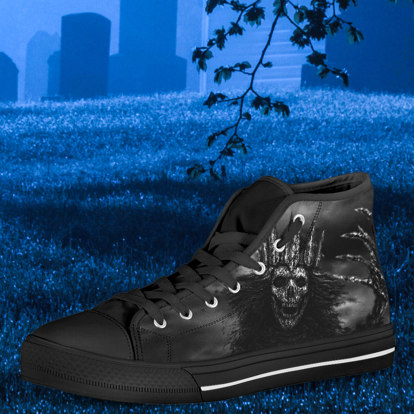 Dark Slate Gray Horrorcore Evil Queen Halloween | Women's Classic High Top Canvas Shoes