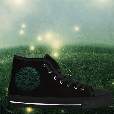 Gray Green Celtic Knot Tree Of Life | Men’s Classic High Top Canvas Shoes