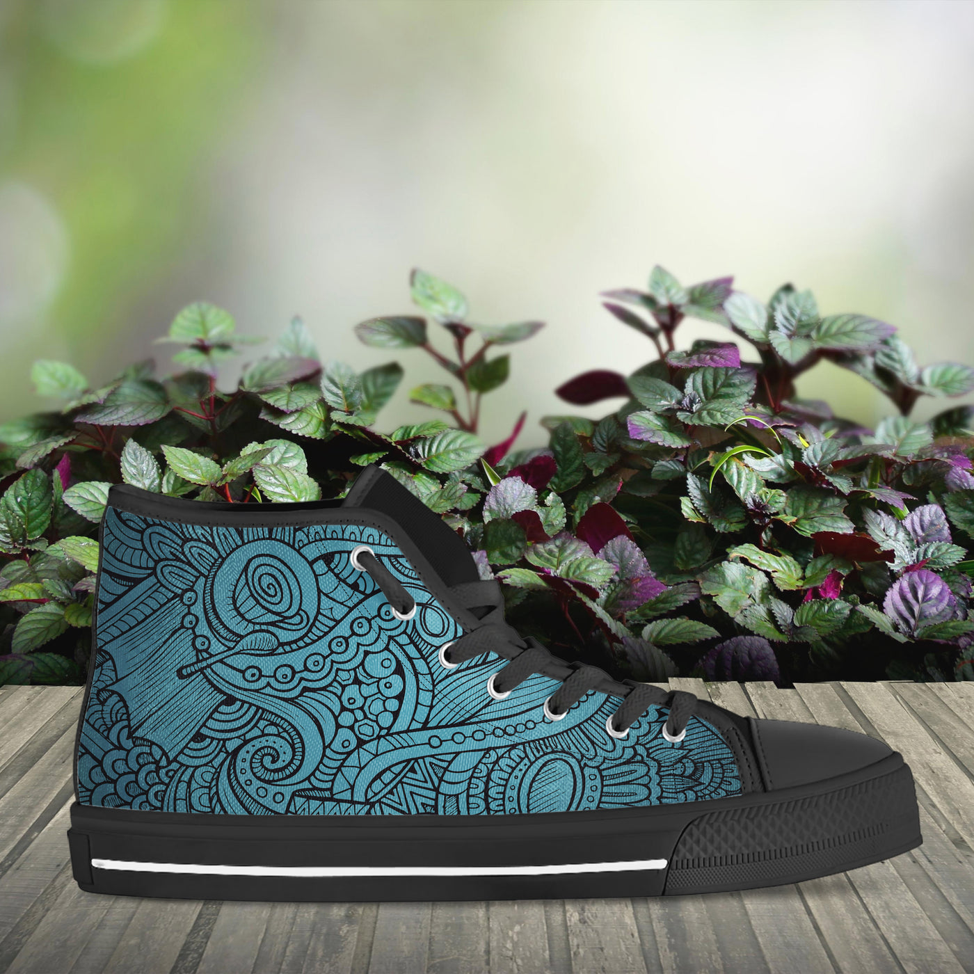 Dark Slate Gray Paisley 2 | Women's Classic High Top Canvas Shoes