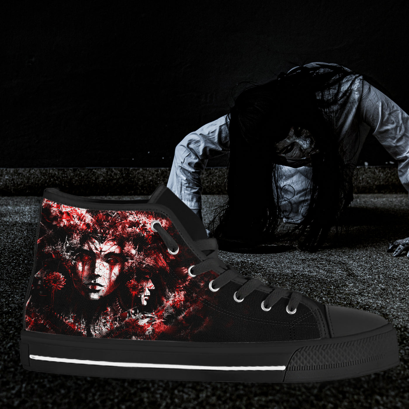 Black Red Greek Goddess Hecate | Men’s Classic High Top Canvas Shoes