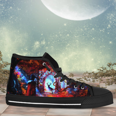 Dark Gray Anime Art Fantasy Forest | Men’s Classic High Top Canvas Shoes