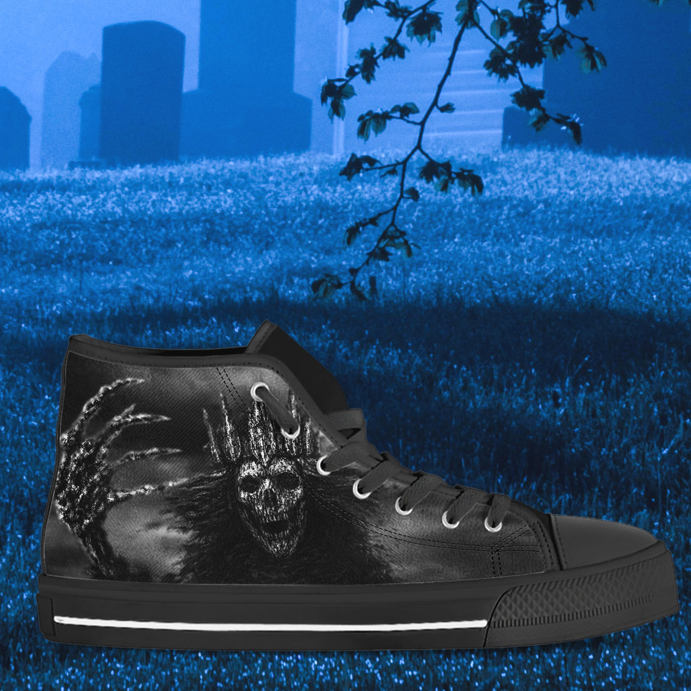 Dark Slate Gray Horrorcore Evil Queen Halloween | Women's Classic High Top Canvas Shoes