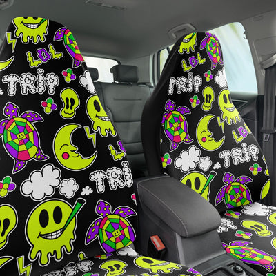 Dark Slate Gray Have A Nice Trip Smiley Faces | Car Seat Covers