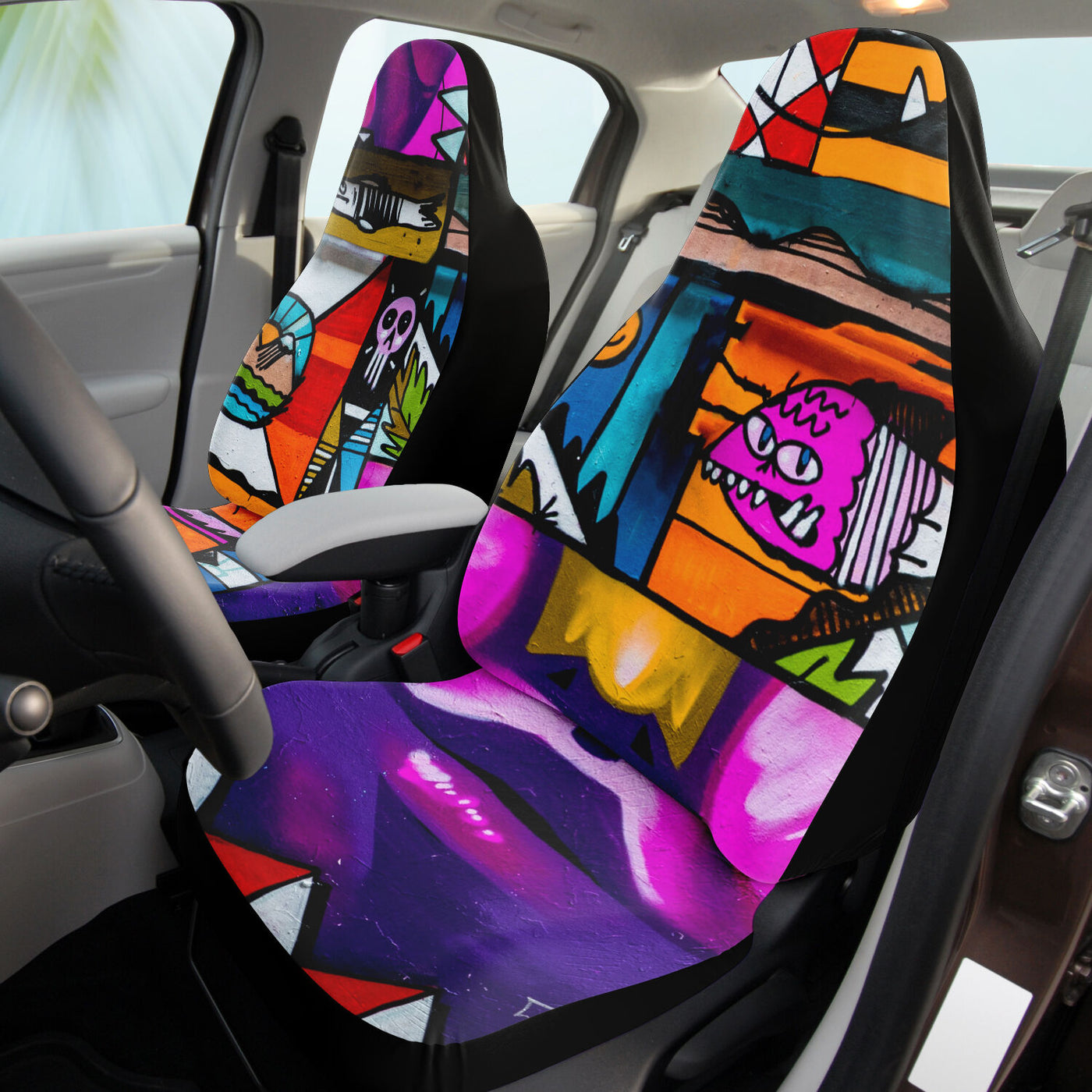 Tan Graffiti ADHD Art | Car Seat Covers