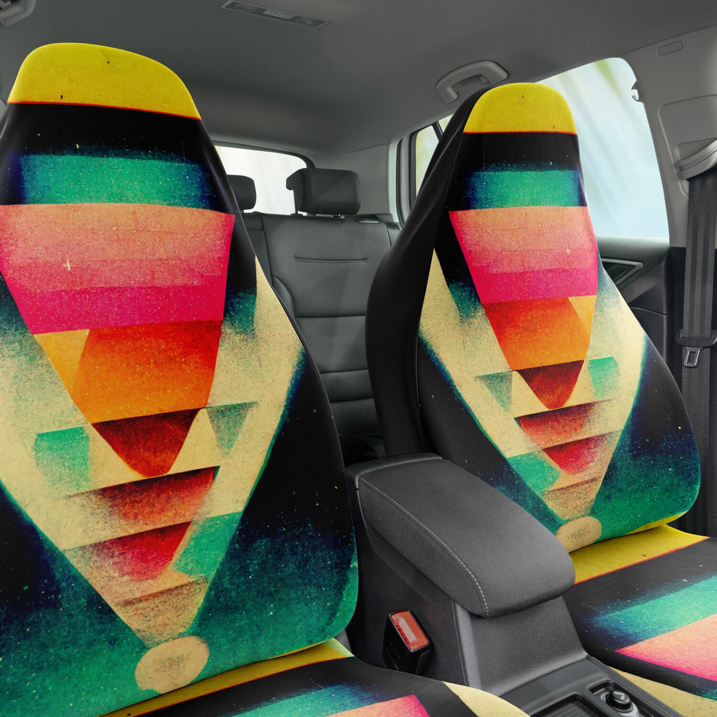 Dark Slate Gray Abstract Hippie Art | Car Seat Covers