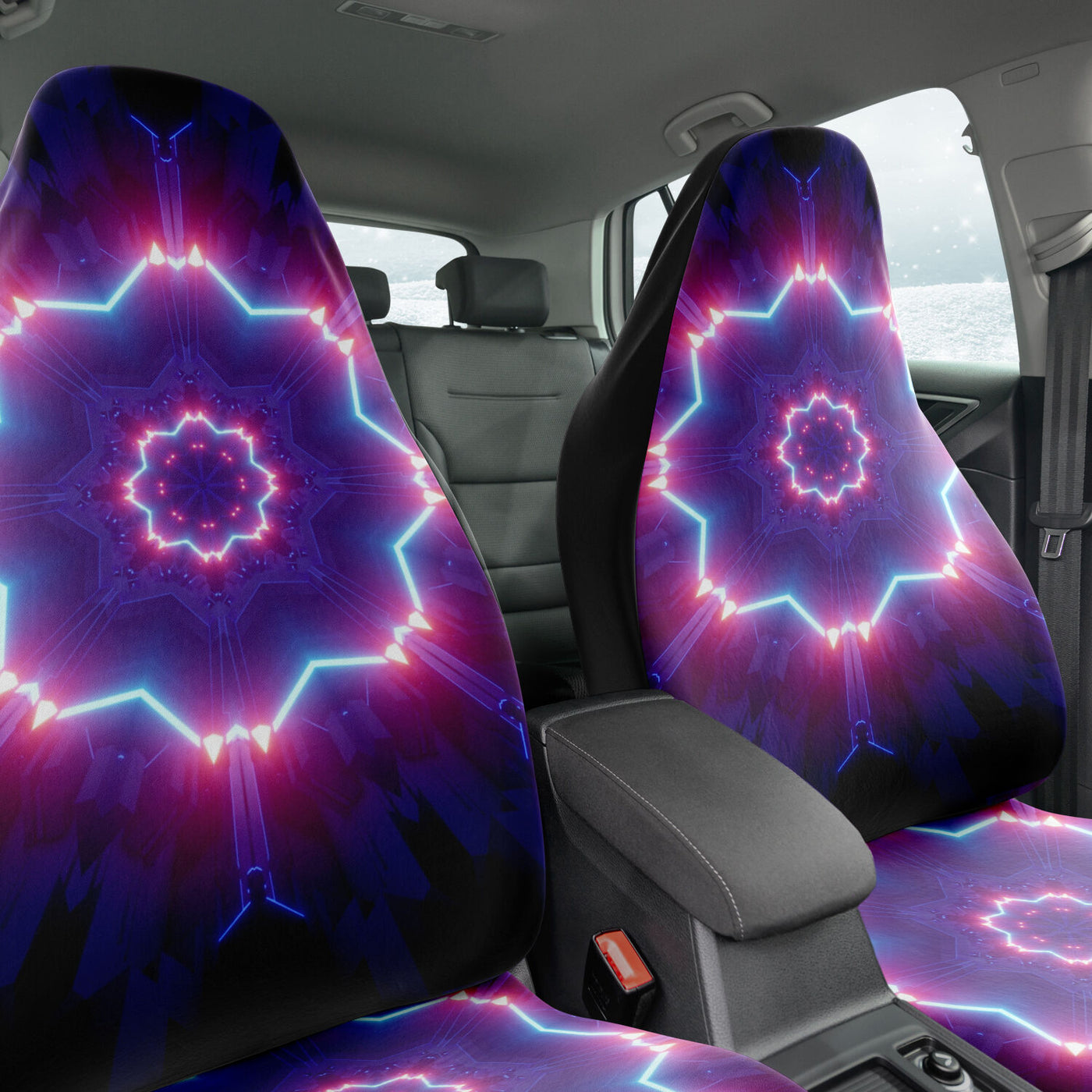 Dark Slate Gray Neon Tie Dye Cyber Rave 2 | Car Seat Covers