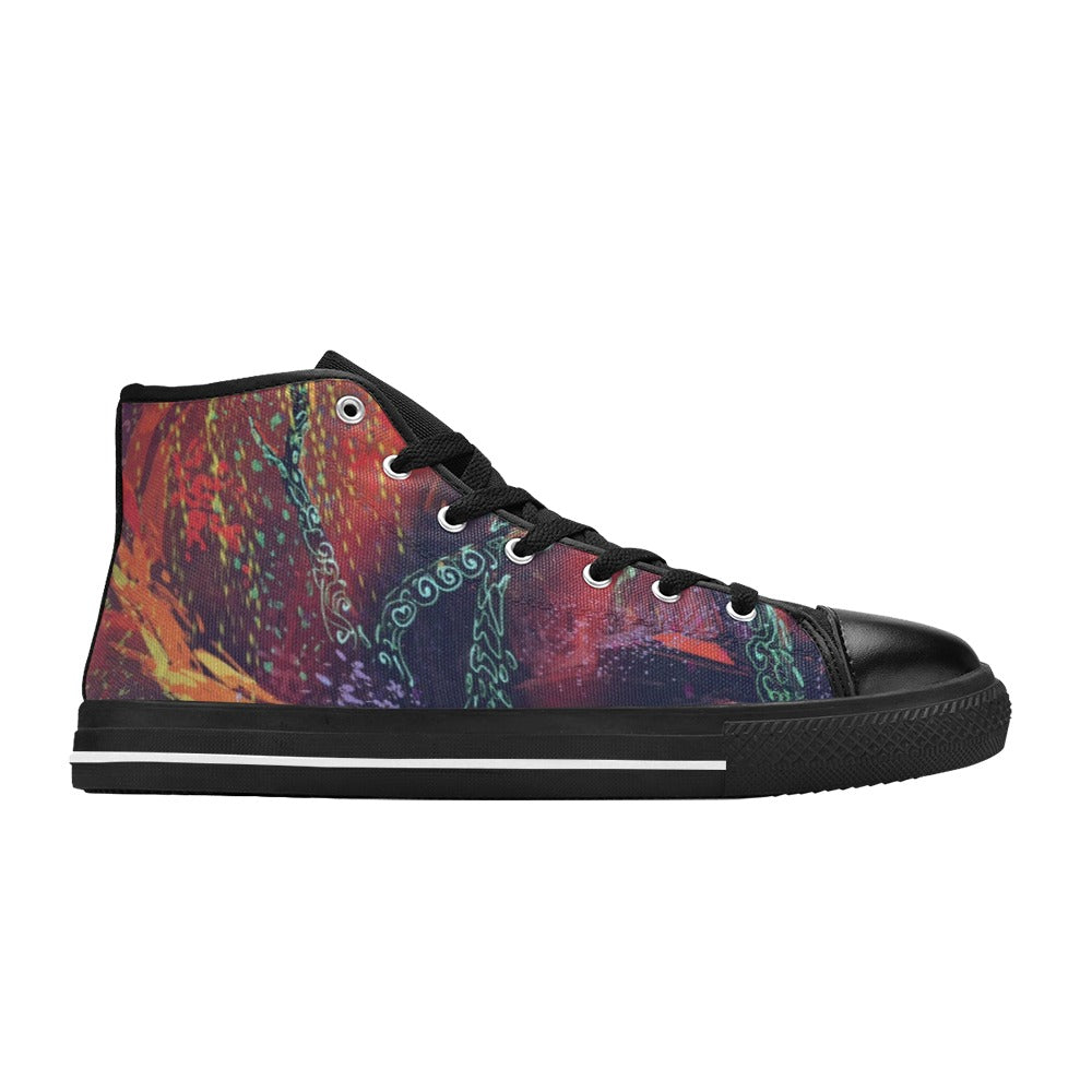 Dark Slate Gray Red Fantasy Forest | Women's Classic High Top Canvas Shoes
