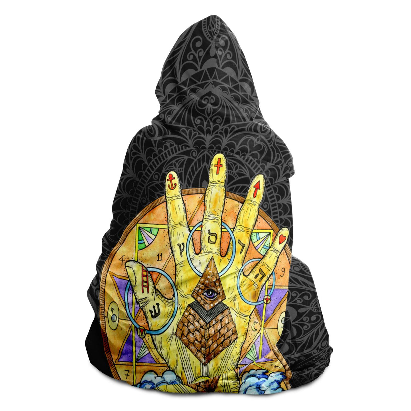 Dark Slate Gray witchy 26 Hooded Blanket-Frontside-Design_Template copy