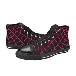Dark Slate Gray Neon Pink Spiderweb | Men’s Classic High Top Canvas Shoes