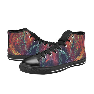 Dark Slate Gray Red Fantasy Forest | Men’s Classic High Top Canvas Shoes