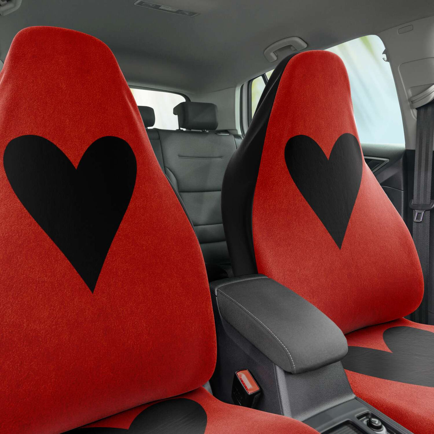 Saddle Brown Red Playing Card With A Black Heart Pastel Goth Decor | Car Seat Covers