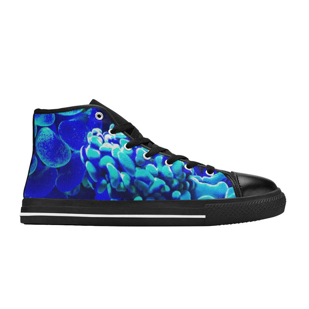 Dark Slate Gray Blue Neon Coral Reef | Men’s Classic High Top Canvas Shoes