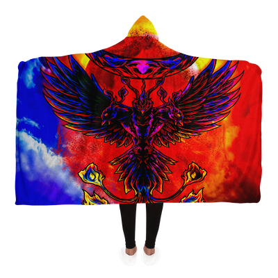 Black Phoenix Rising Art | Hooded Blanket