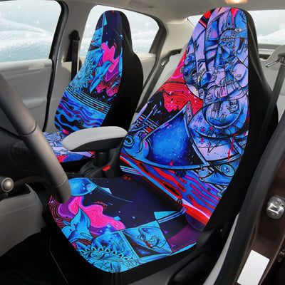 Gray Blue Pink Graffiti Art Rave Decor | Car Seat Covers