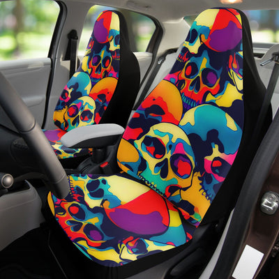 Dark Salmon Tie Dye Skulls 17 Skull Decor | Car Seat Covers