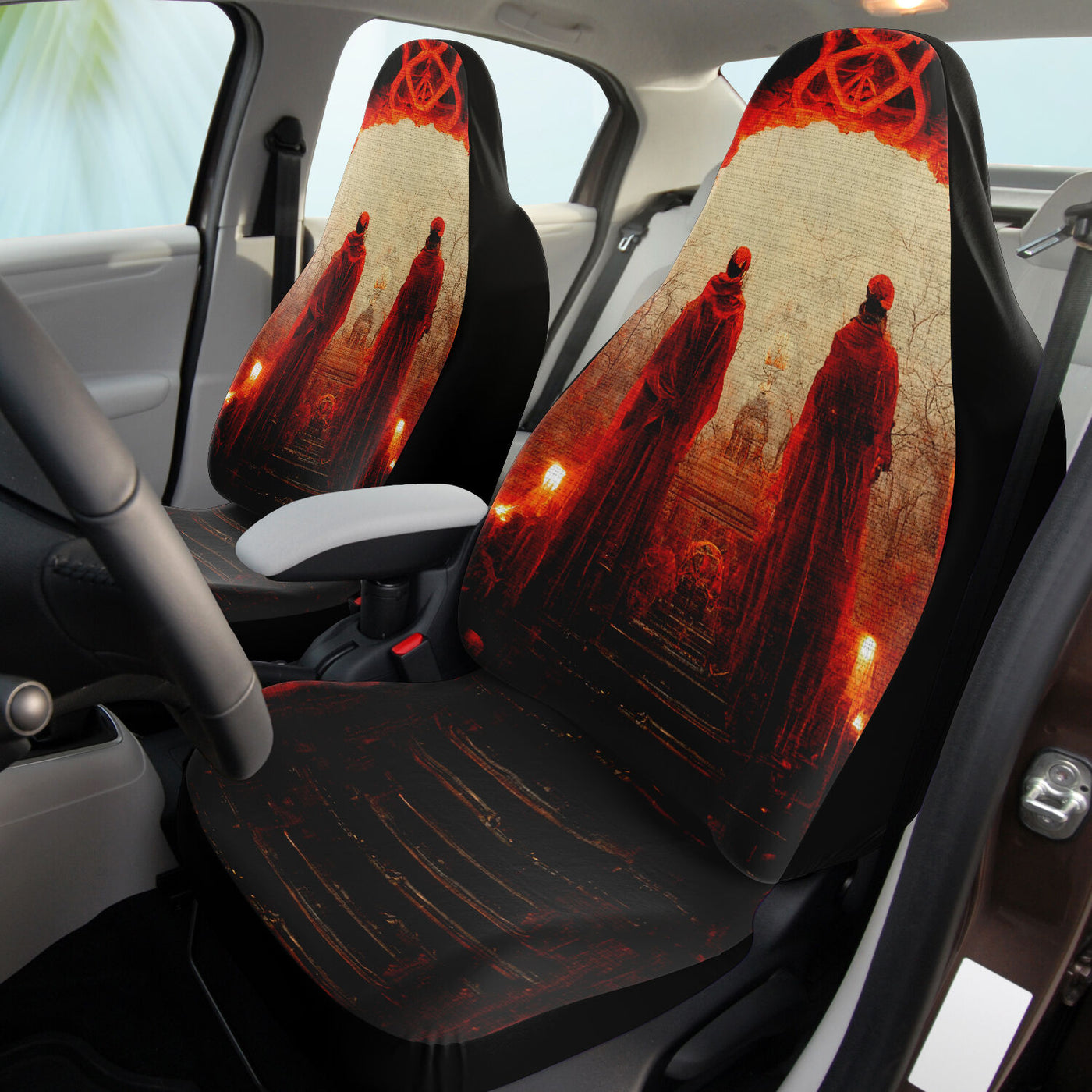 Tan Bishops Of Hell Gothic | Car Seat Covers