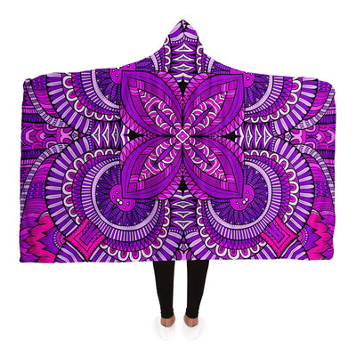 Dark Magenta Festival Clothes Tribal Lines 24 | Hooded Blanket