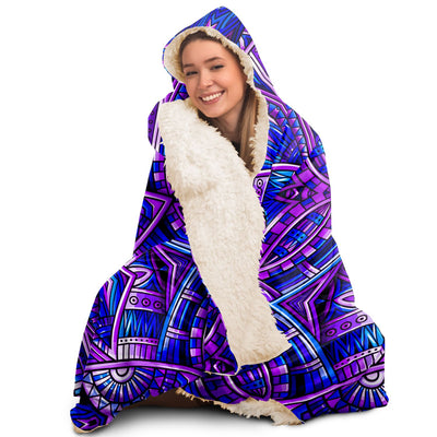 Light Gray Festival Clothes Tribal Lines 20 | Hooded Blanket