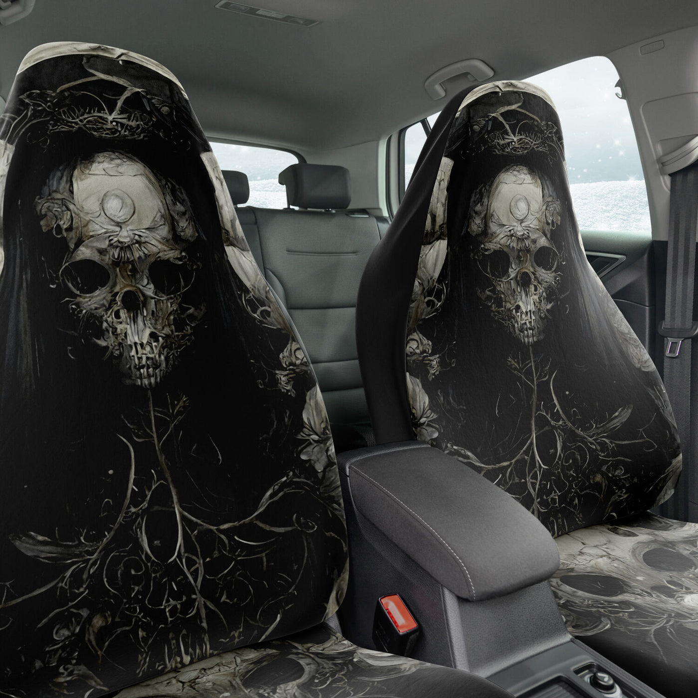Dark Slate Gray Skull Throne Horror Art Goth | Car Seat Covers